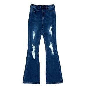 Nina Rossi High Rise Distressed Flair Jeans Size 5 Juniors